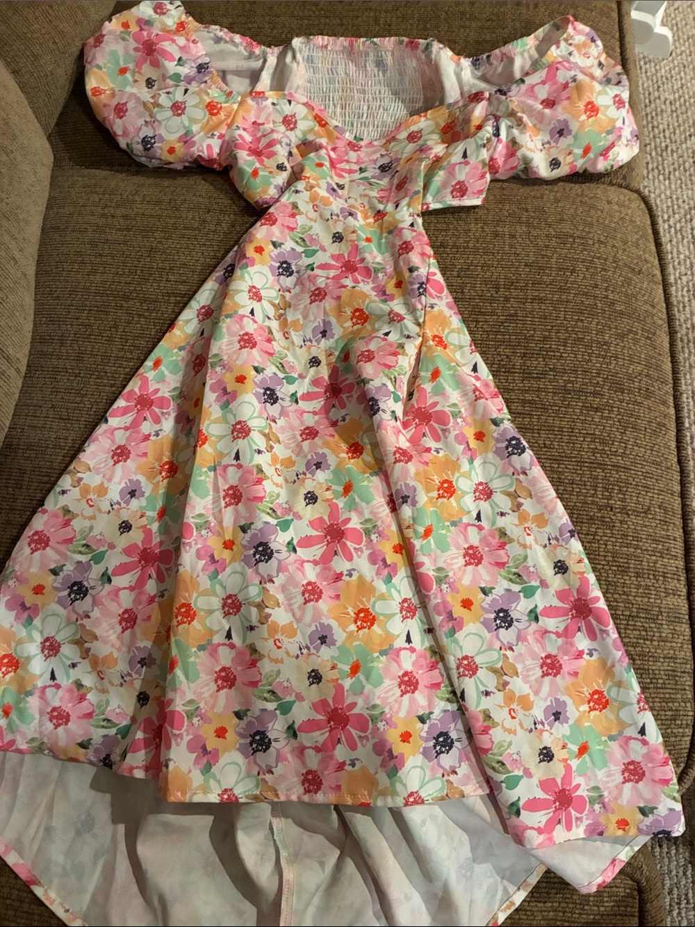 Floral Off-Shoulder Midi Dress - Pink Multi